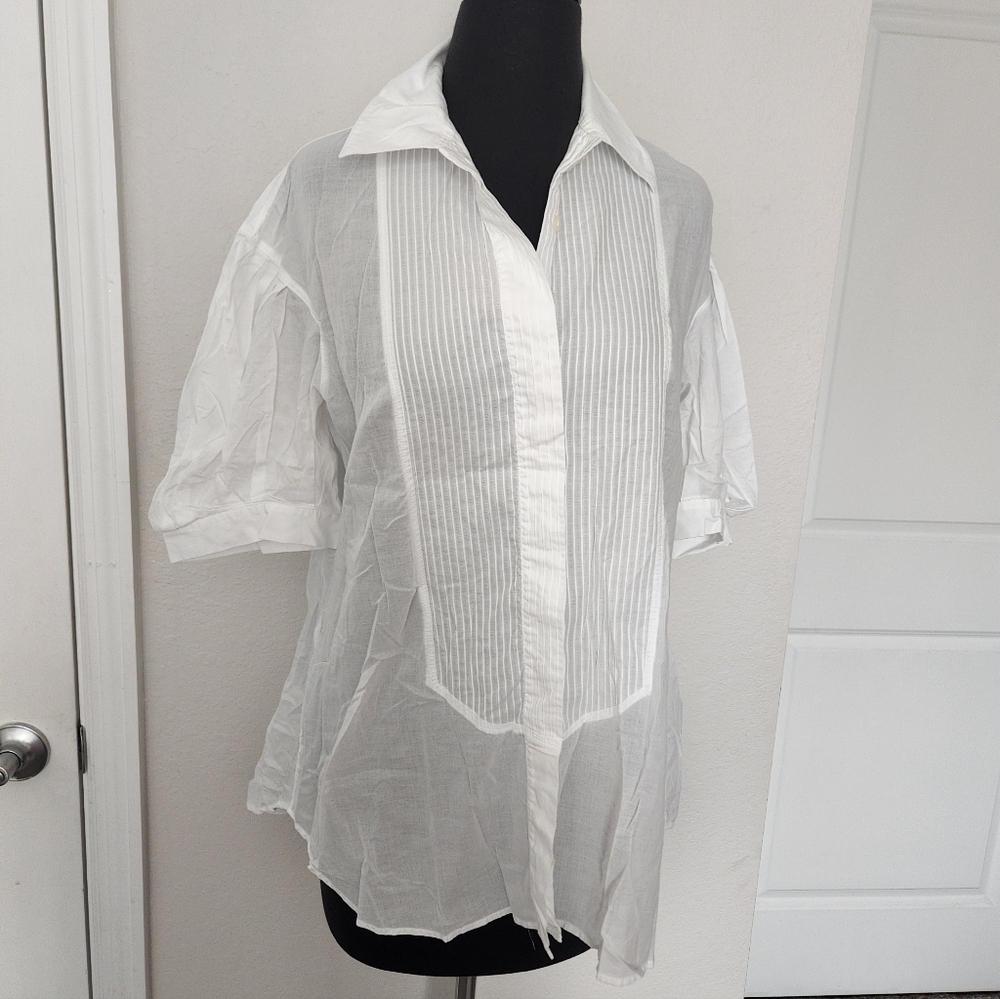 Anne Fontaine Sheer White Button Down Shirt
